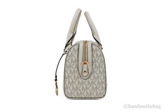 Michael Kors Travel XS Light Cream Signature PVC Duffle Crossbody Handbag